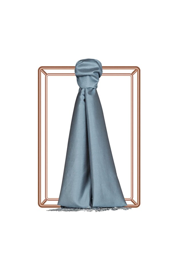 Double-Sided Silk Shawl - Steel Grey