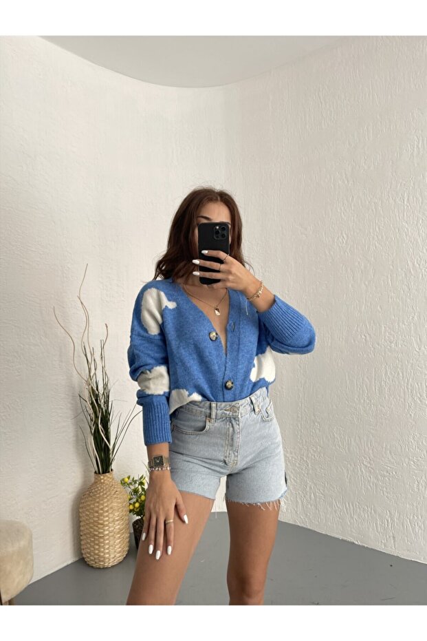 سحابة نمط سترة زرقاء - 6