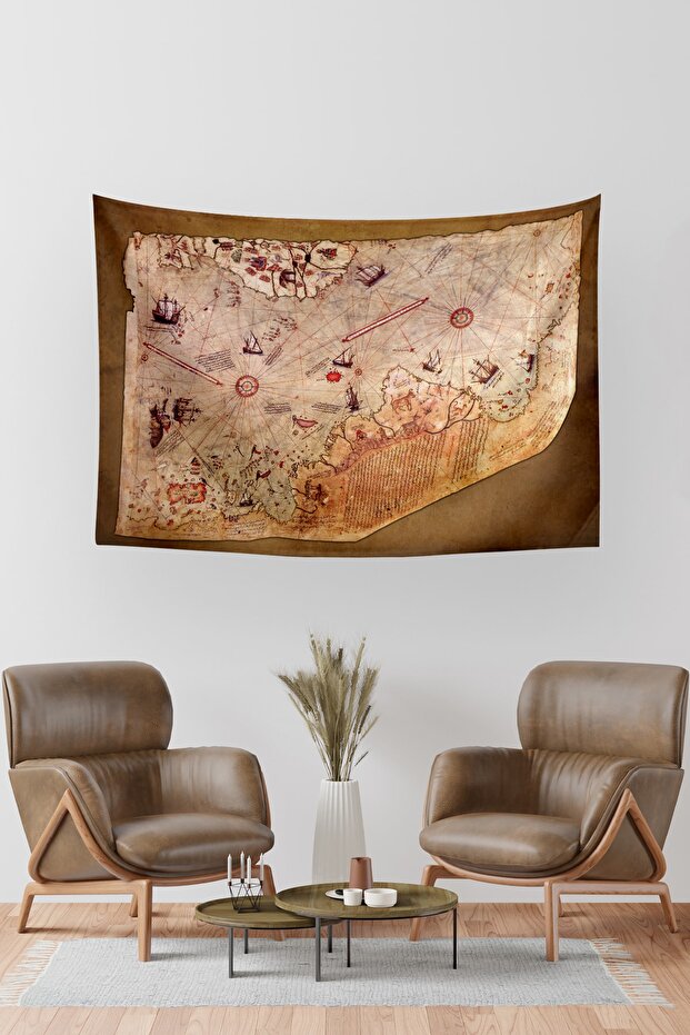 Piri Reis 1513 World Map Wall Cover Carpet 140 X 100 cm-70x100 cm