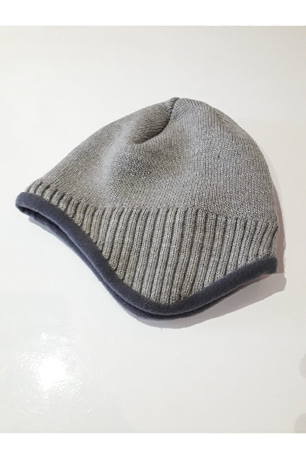 Gray Beanie with Fleece Inside and Ears