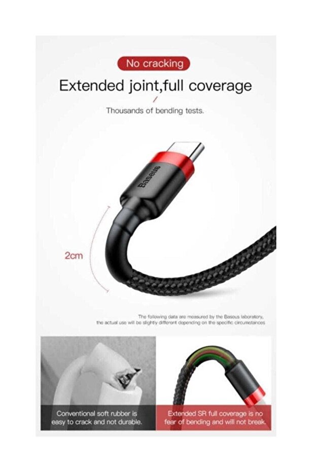 Cafule Kablo USB For Type-C 3A 0.5 M Gri - 3