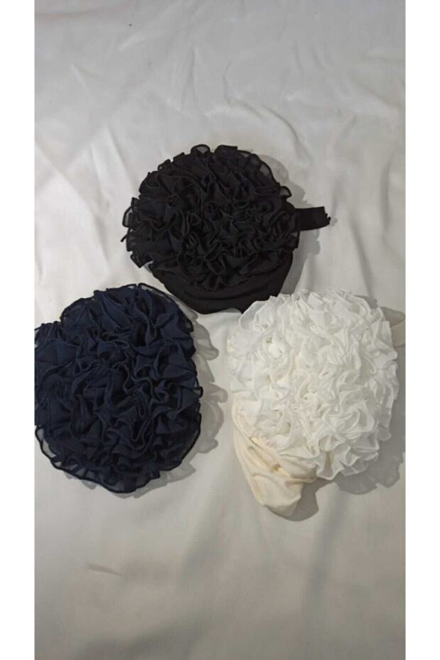 Fırfırlı Topuzlu Kaymayan Bone 3 Lü Set - 2