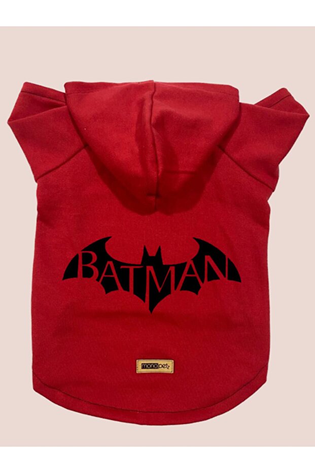 Hooded Sweatshirt Dog And Cat Outfit - Red Batman - Size M