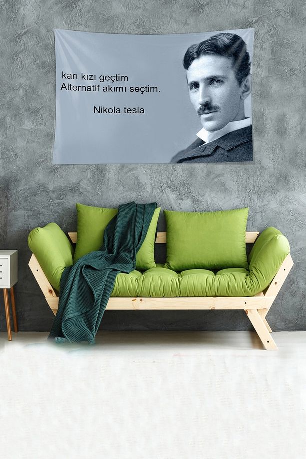 Nikola Tesla Espri Leke Tutmaz Kadife Dokulu Kumaş Duvar Örtüsü Duvar Halısı Tapestry - 2