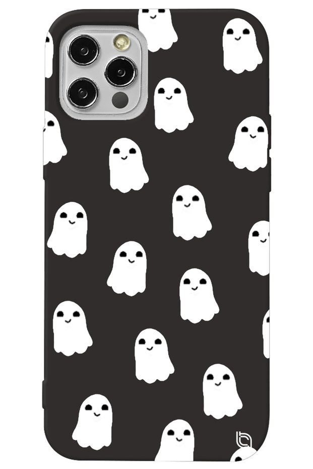 iPhone 13 Pro Black Color Ghost Velvet Patterned Silicone Phone Case