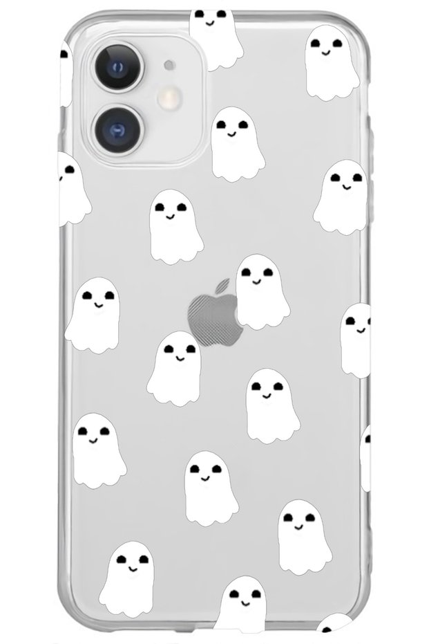 iPhone 12 Ghost Design Patterned Transparent Silicone Phone Case