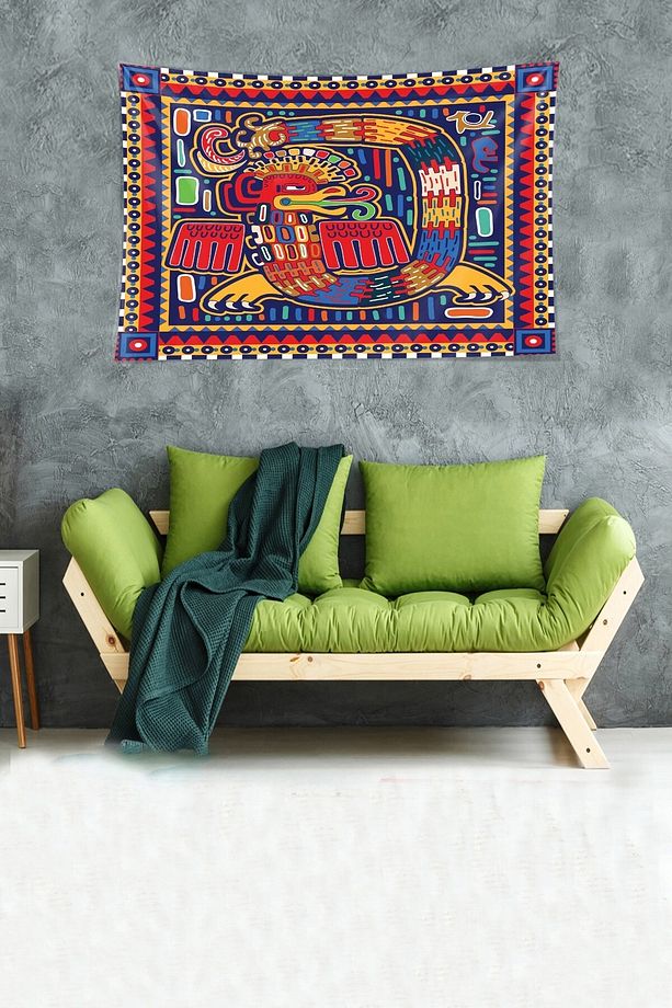 Ejderha Desen Leke Tutmaz Kadife Dokulu Kumaş Duvar Örtüsü Duvar Halısı Tapestry - 2
