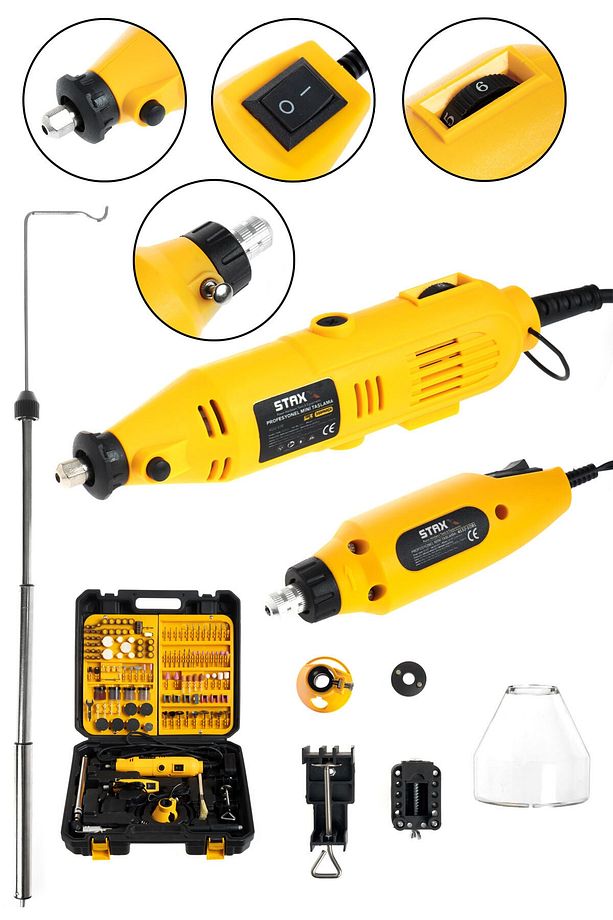 Alman Super500 430 Parça 500w Devir Ayarlı Çift Gravür Oyma Makinesi Dremel Taşlama Zımpara Seti - 2