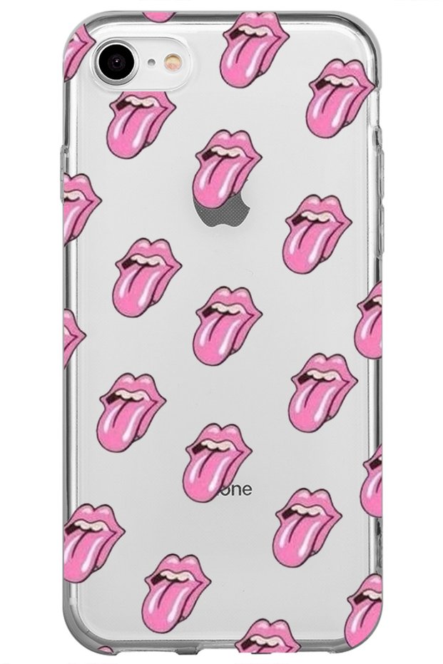 iPhone 8 Lips Lip Design Patterned Transparent Silicone Phone Case