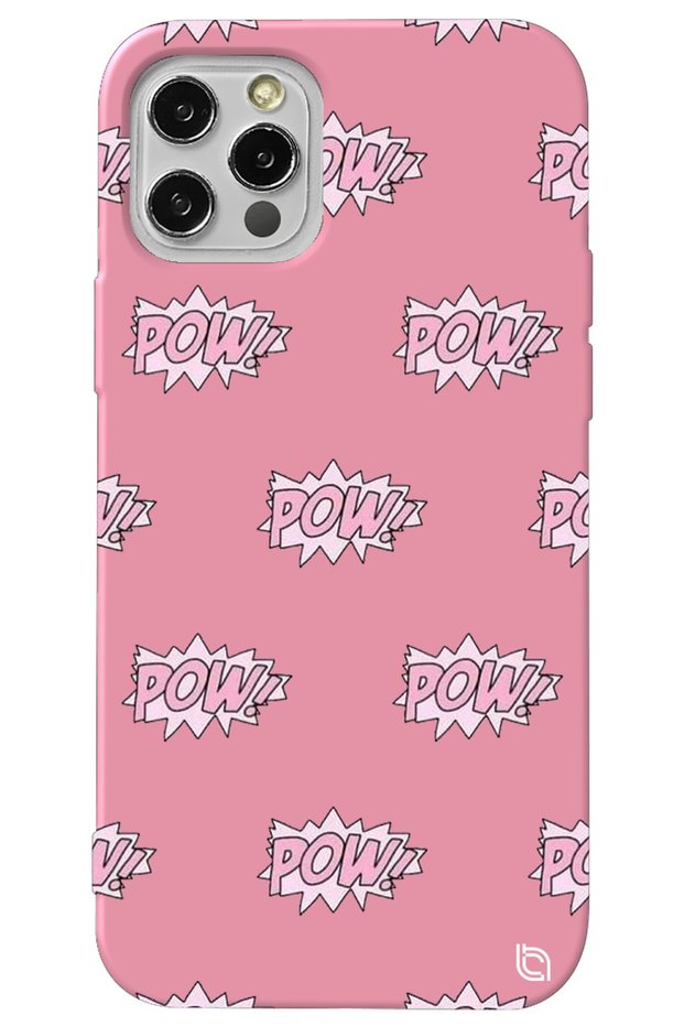 Iphone 13 Pro Pink Color Pow Inside Velvet Pattern Silicone Phone Case with Pink Color