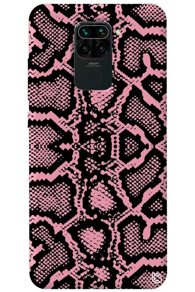 Xiaomi Redmi Note 9 Pink Color Snake Skin Velvet Patterned Silicone Phone Case