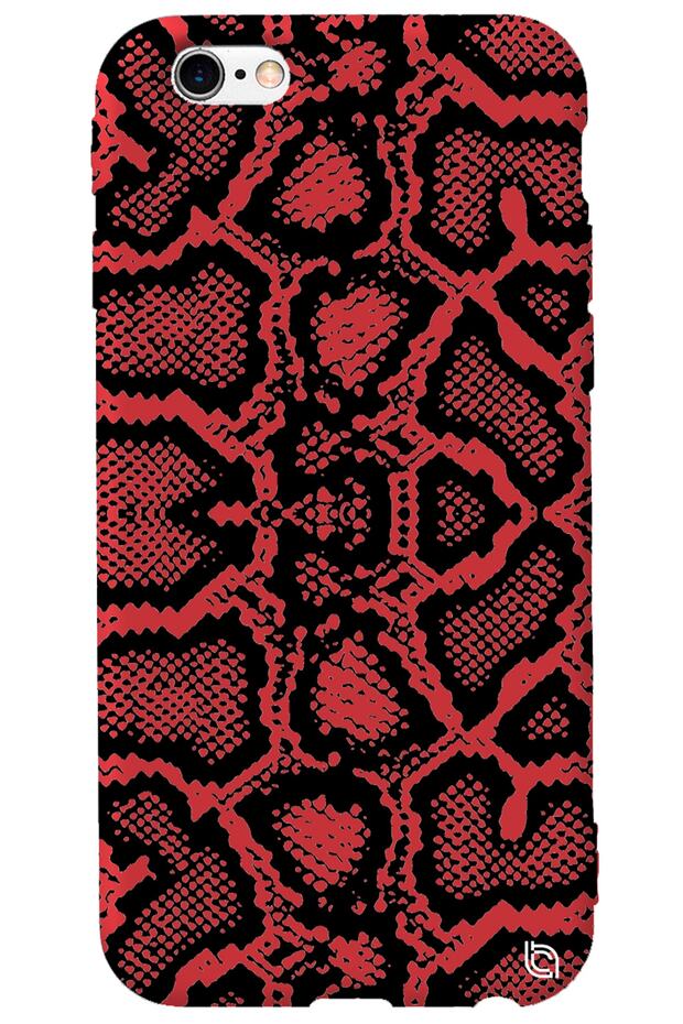 iPhone 6 6S Red Color Snake Skin Velvet Patterned Silicone Phone Case
