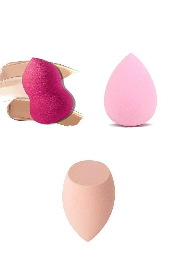 Profesyonel 3 Parça Makyaj Süngeri Seti - 1