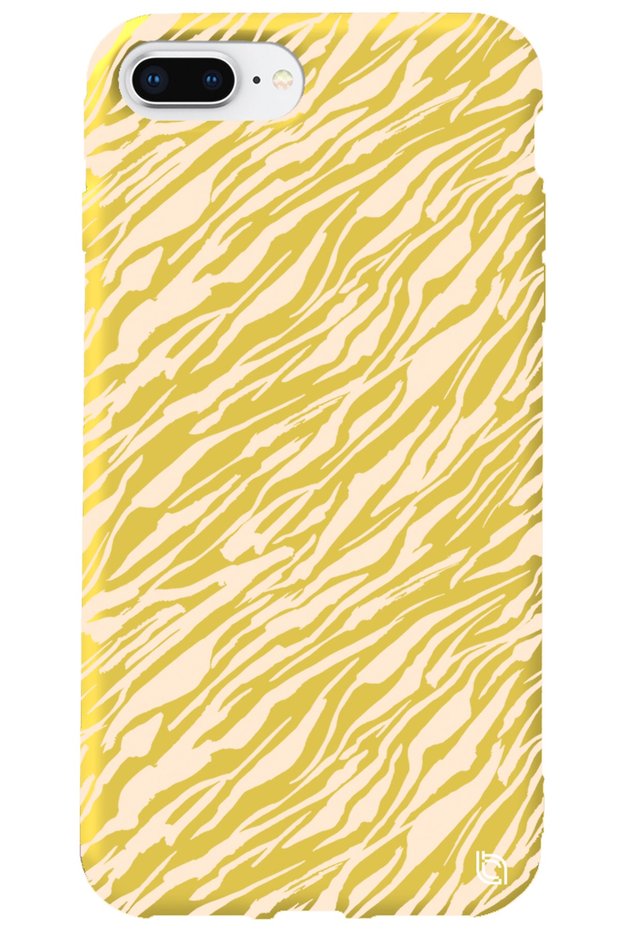 iPhone 7 Plus Yellow Colored Lines Velvet Patterned Silicone Phone Case