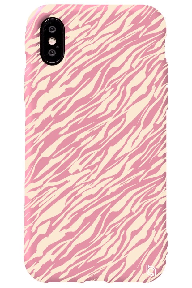 iPhone XS Pink Colored Lines Velvet Patterned Silicone Phone Case