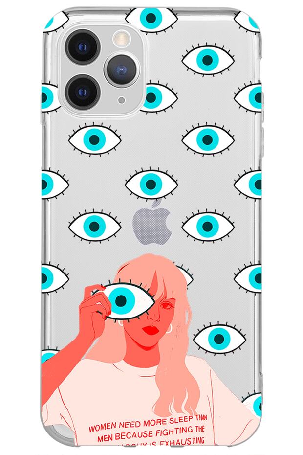 iPhone 11 Pro Max Eye Patterned Transparent Silicone Phone Case