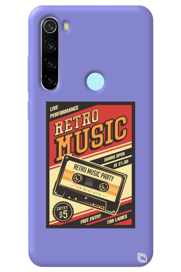 Xiaomi Redmi Note 8 Lilac Colored Premium Velvet Retro Patterned Silicone Phone Case