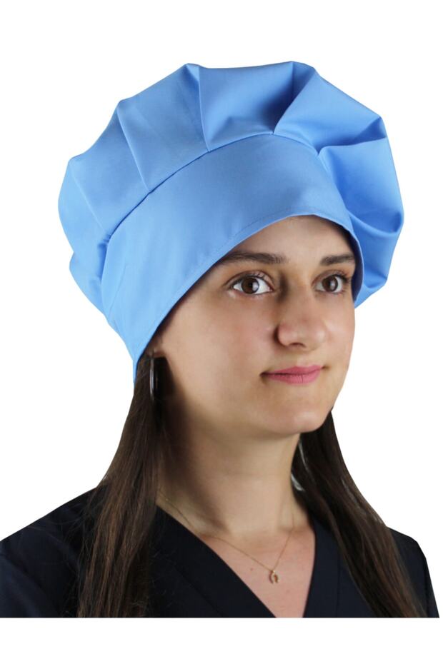 Unisex Chef Cook Cap Cook Hat Mushroom Cap Alpaca Fabric Blue