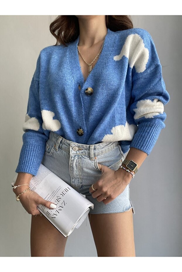 سحابة نمط سترة زرقاء - 1