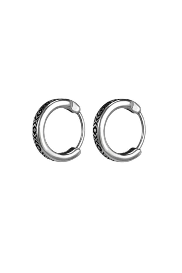 Vintage Style Ring Design with Aztec Figure Interlocking Biker 316L Steel Earrings (Pair)