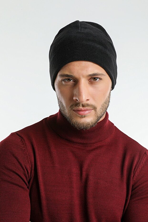 Black Polar Beanie Ski Soft Fleece