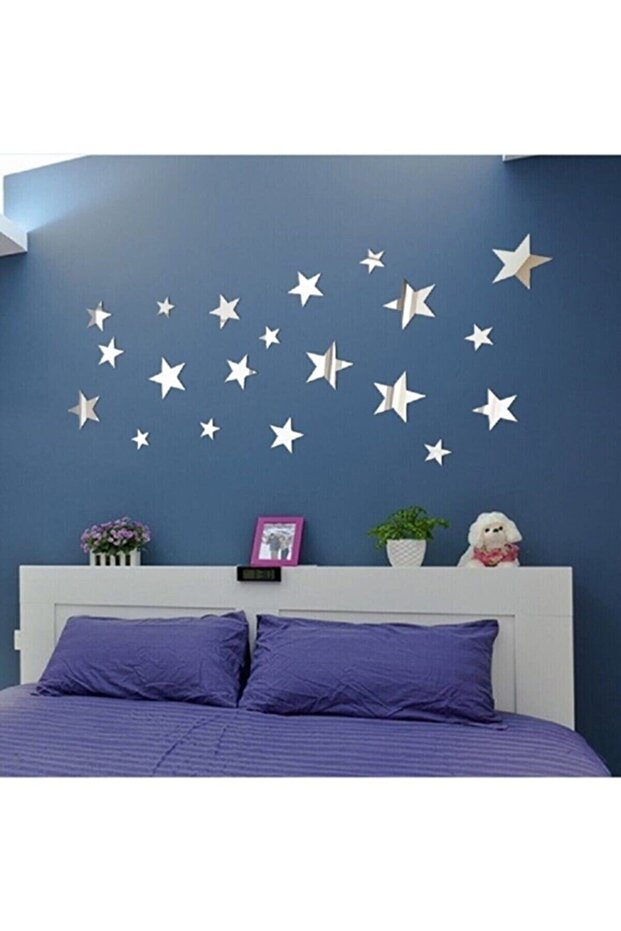 Set of 20 Star Mirrored Wall Stickers