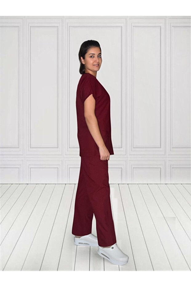 Burgundy Color Terry Cotton Bottom Top Set Surgical Greys Jersey