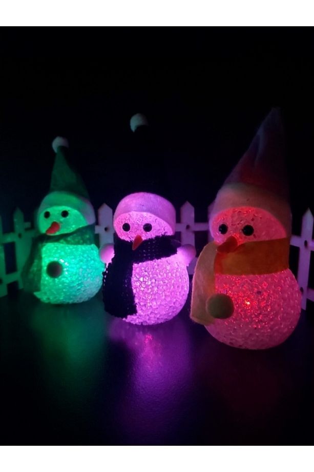 3'lü Renkli Led Işıklı Kardan Adam Gece Lambası, Dekoratif ve Sıcak Atmosfer Yaratır - 6