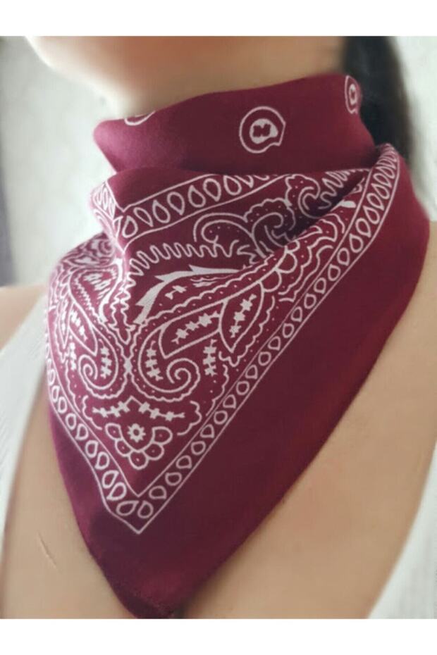 100% Cotton Burgundy Ethnic Patterned Bandana