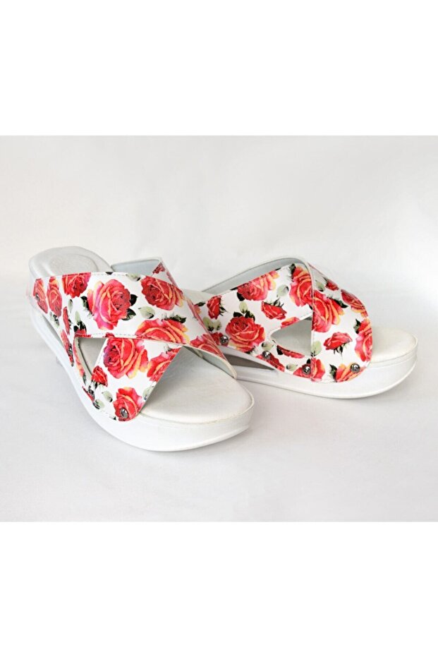 Women's Red Roses Patterned Outdoor Airmax Slippers Sabo