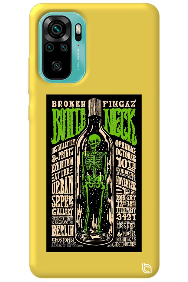 Xiaomi Redmi Note 10 Yellow Color Premium Velvet Inside Bottle Patterned Silicone Phone Case