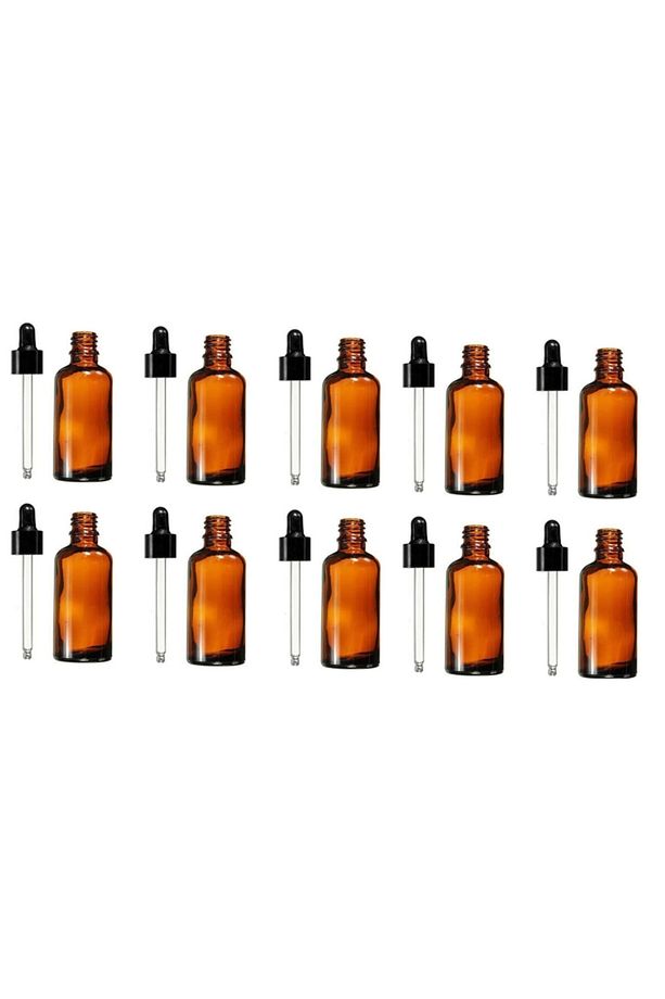 Amber Cam Şişe 50ml Cam Damlalıklı 10 Adet - 1