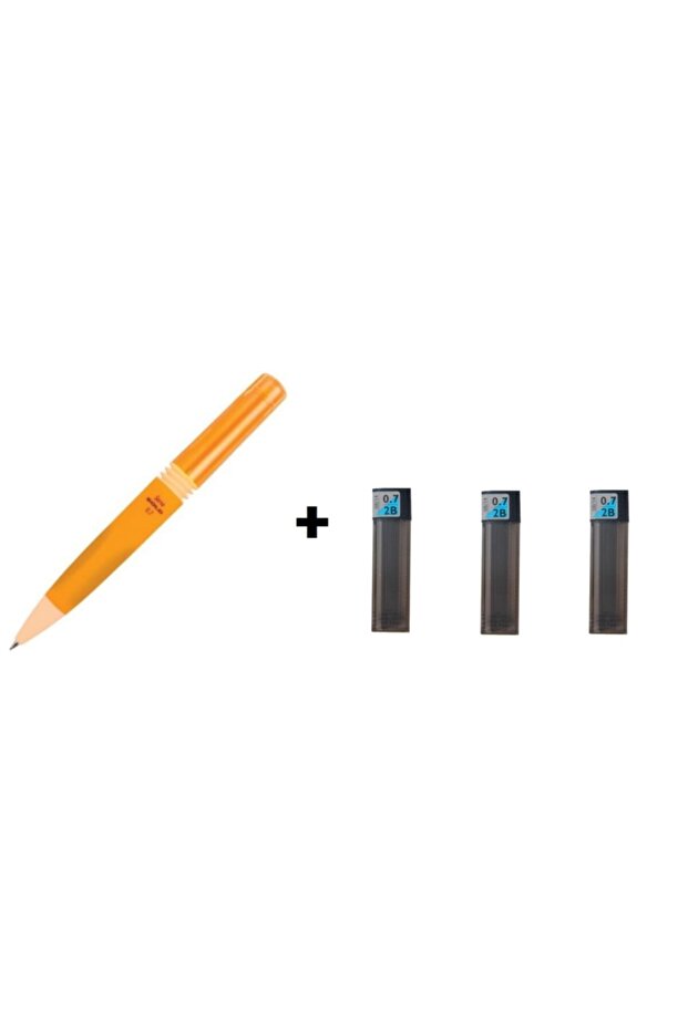 Bold Mechanical Pencil 07mm Neon Orange + 3 Pieces Tombow 0.7 Nib