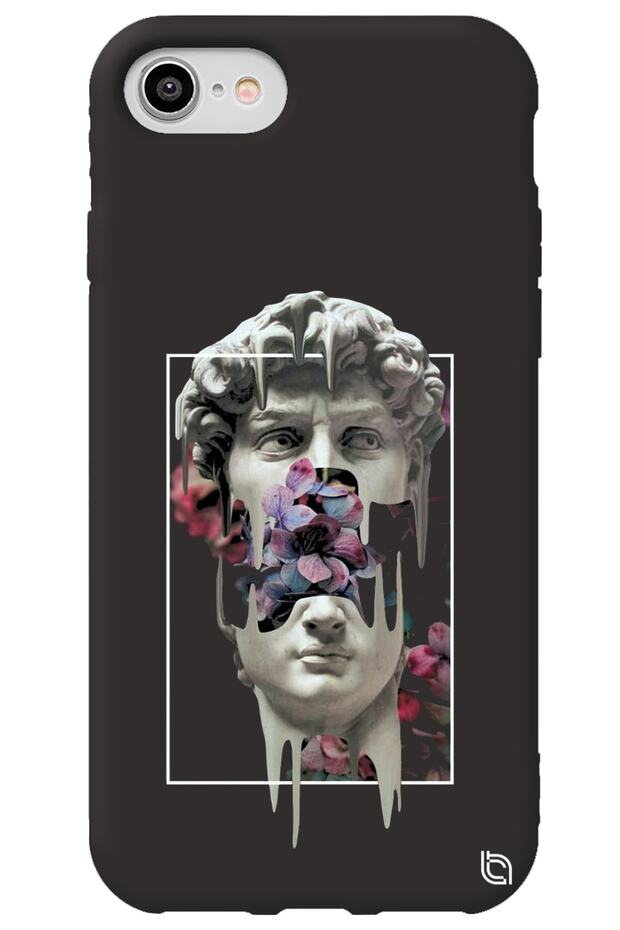 iPhone 7 Black Color Premium Velvet David Patterned Silicone Phone Case
