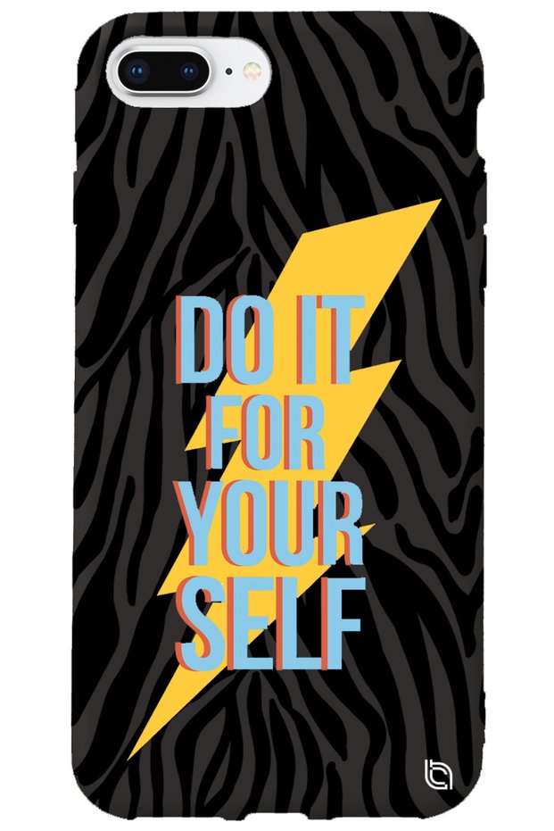 iPhone 8 Plus Black Color Premium Velvet Inside Yourself Patterned Silicone Phone Case