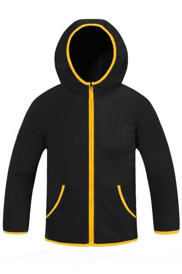Hooded Kangaroo Pocket Children's Fleece Cardigan Black