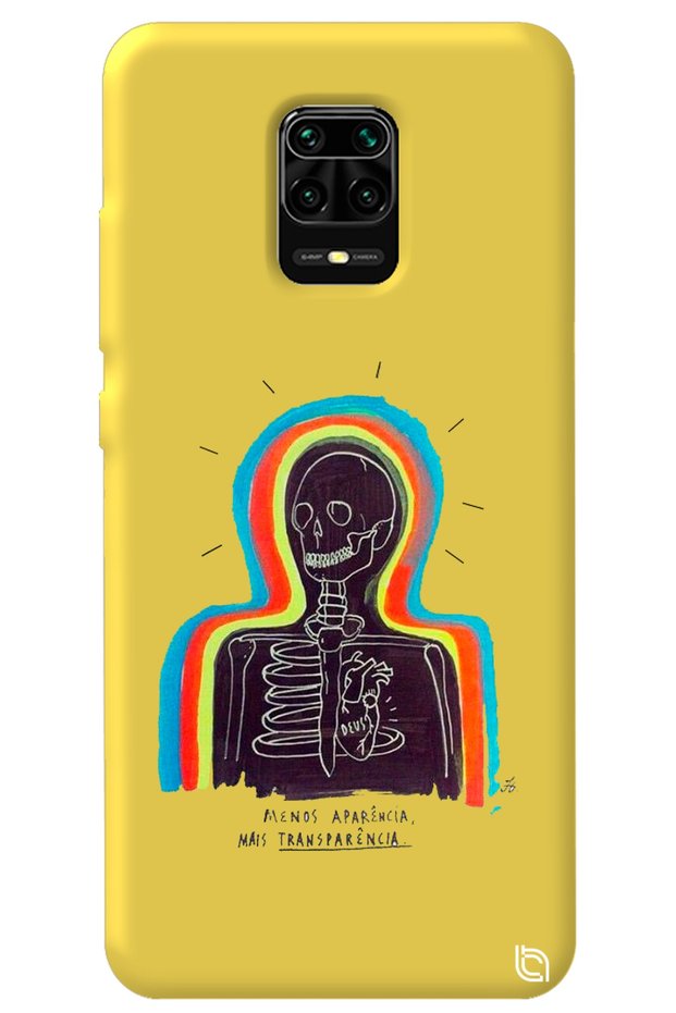 Xiaomi Redmi Note 9 Pro Yellow Color Premium Velvet Inside Skeleton Patterned Silicone Phone Case