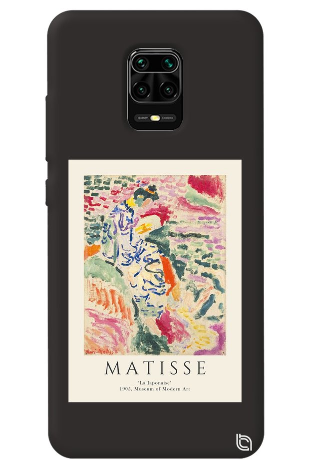 Xiaomi Redmi Note 9 Pro Black Color Premium Velvet Inside Matisse Patterned Silicone Phone Case