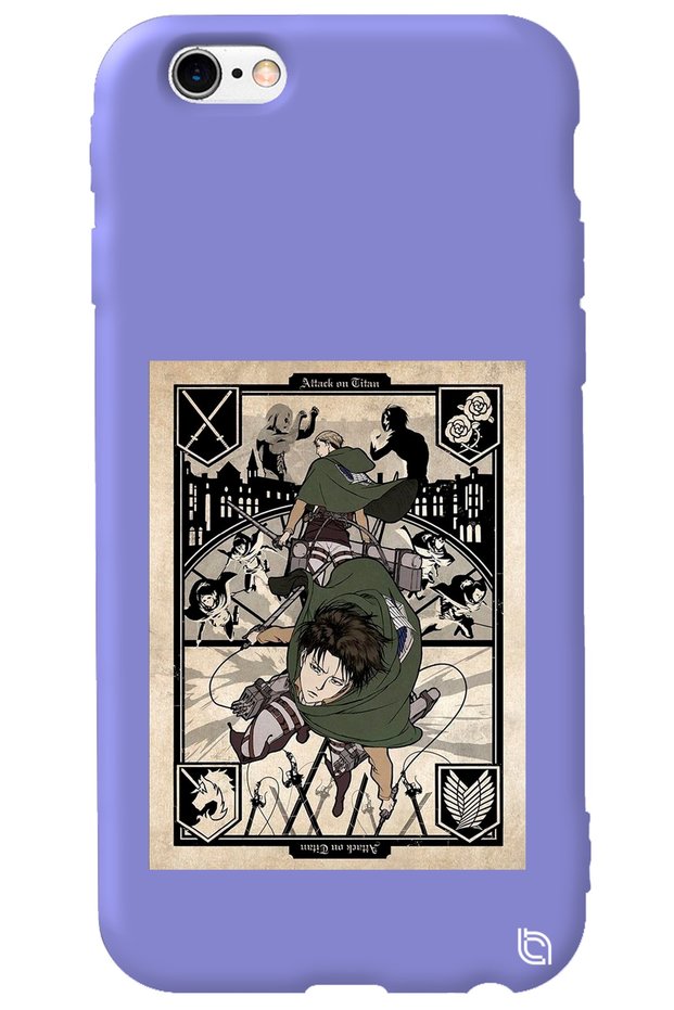 iPhone 6 6S Lilac Premium Velvet Inside Attack on Titan Patterned Silicone Phone Case