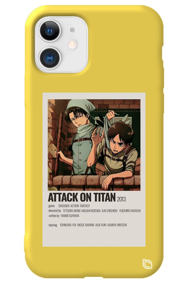 iPhone 11 Yellow Premium Velvet Attack on Titan Levi Patterned Silicone Phone Case