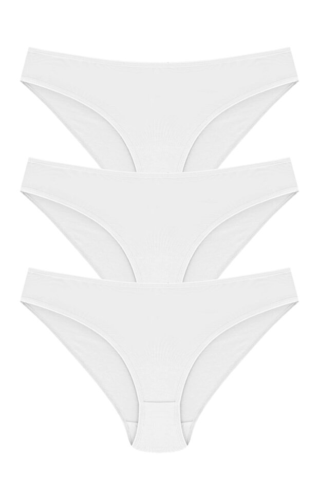 Women's White Cotton Bikini Model Panties 3-Piece