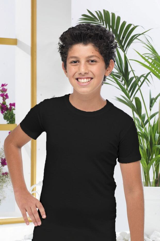 Children Unisex Black Short Sleeve Thermal Underwear 90402