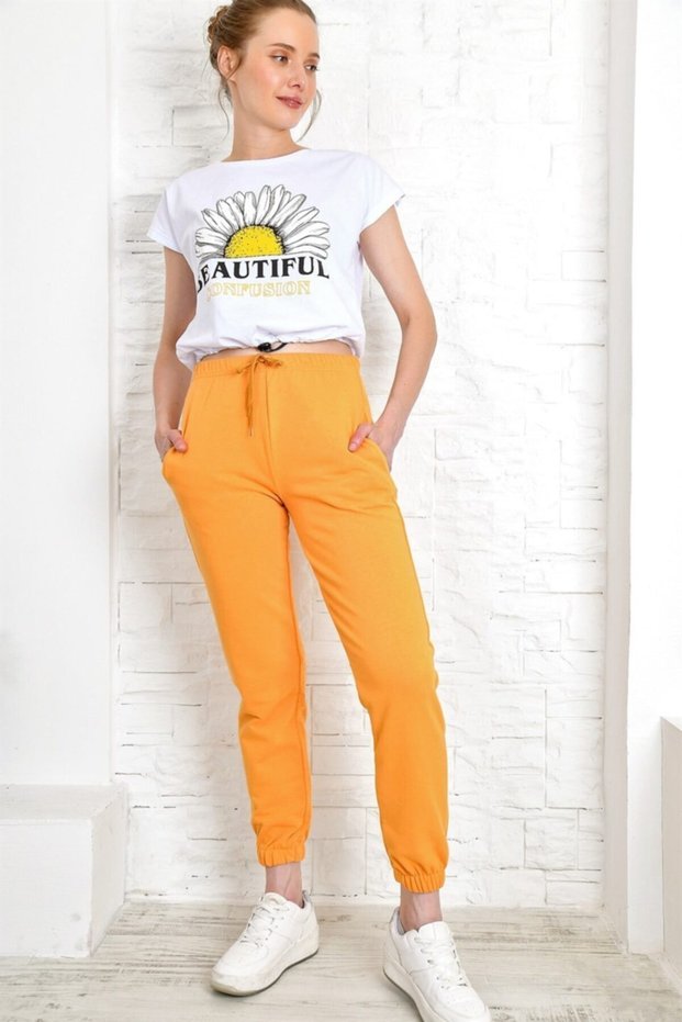 Women's Slim Fit Elastic Tracksuit Mustard