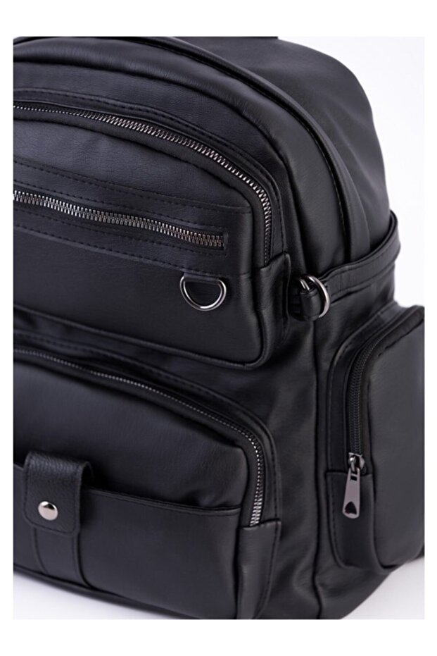 حقيبة ظهر متعددة الأقسام من الجلد الناعم المغسول - 2