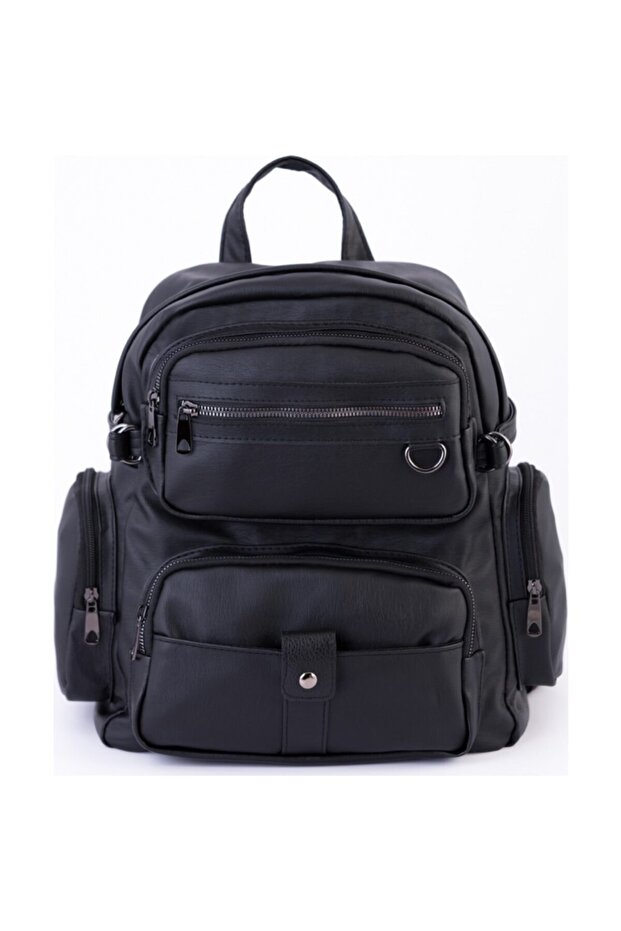 حقيبة ظهر متعددة الأقسام من الجلد الناعم المغسول - 3