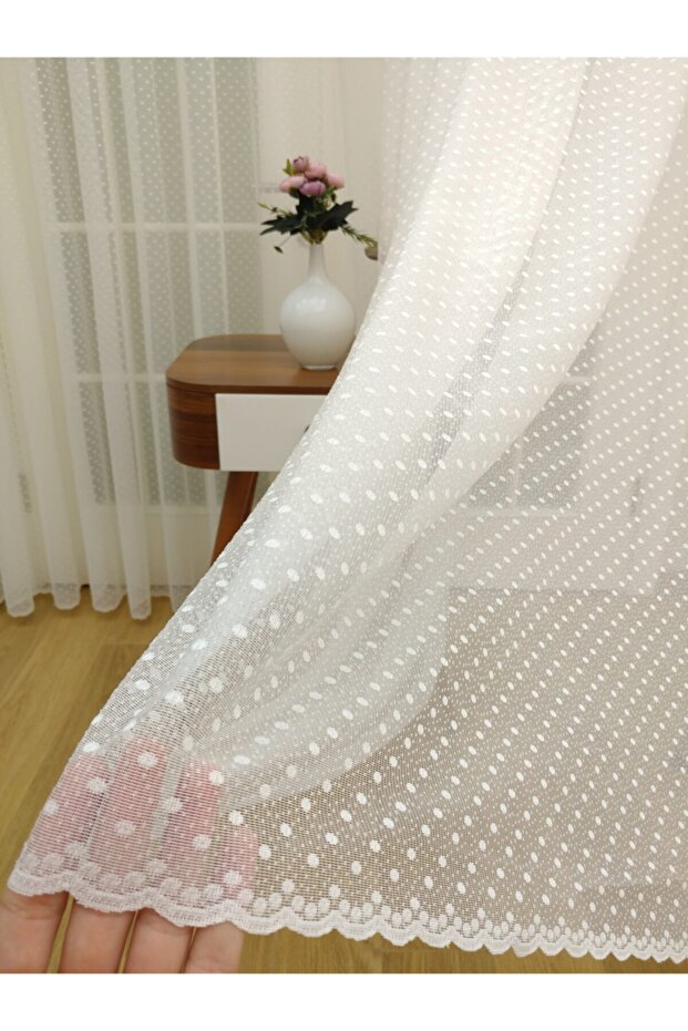 Polka Dot Lace Tulle Curtain, 100x260, Normal Pleat, 1/2.5