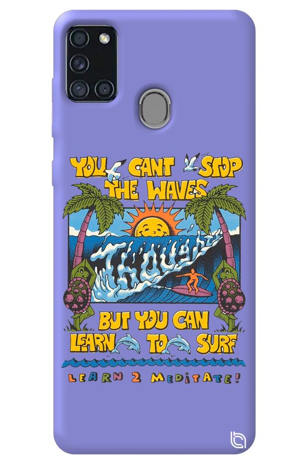 Samsung A21S Lilac Color Premium Velvet Inside Waves Patterned Silicone Phone Case