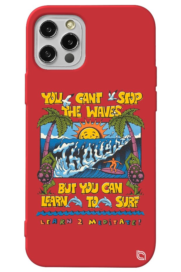 iPhone 13 Pro Max Red Color Premium Velvet Inside Waves Patterned Silicone Phone Case
