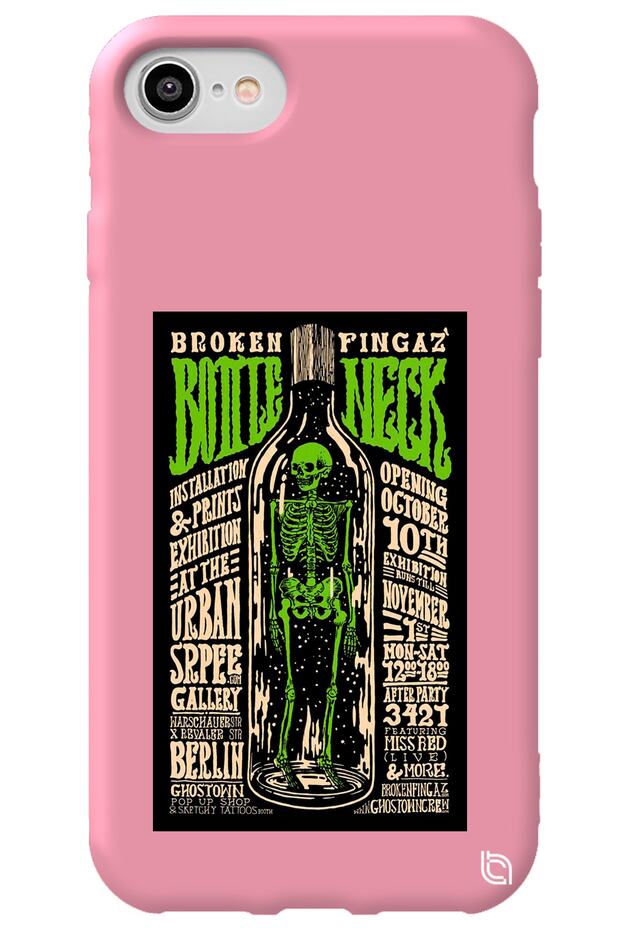 iPhone 7 Pink Color Premium Velvet Inside Bottle Patterned Silicone Phone Case