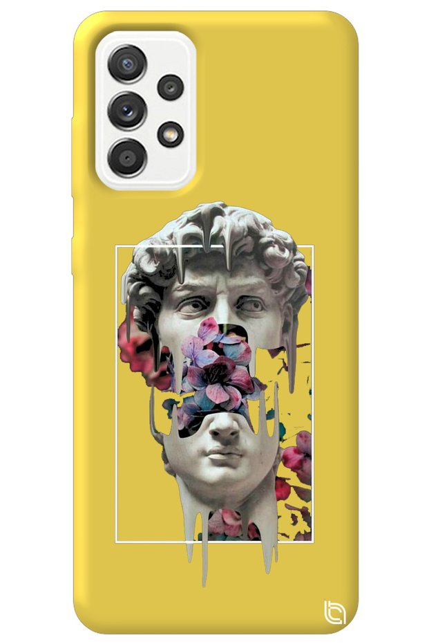 Samsung Galaxy A52 Yellow Color Premium Velvet David Patterned Silicone Phone Case